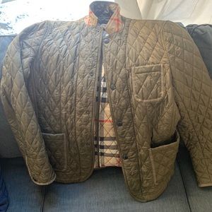 Olive green quilted Burberry jacket